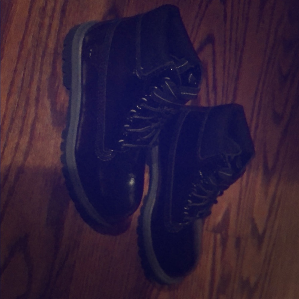 toddler waterproof patent leather booties